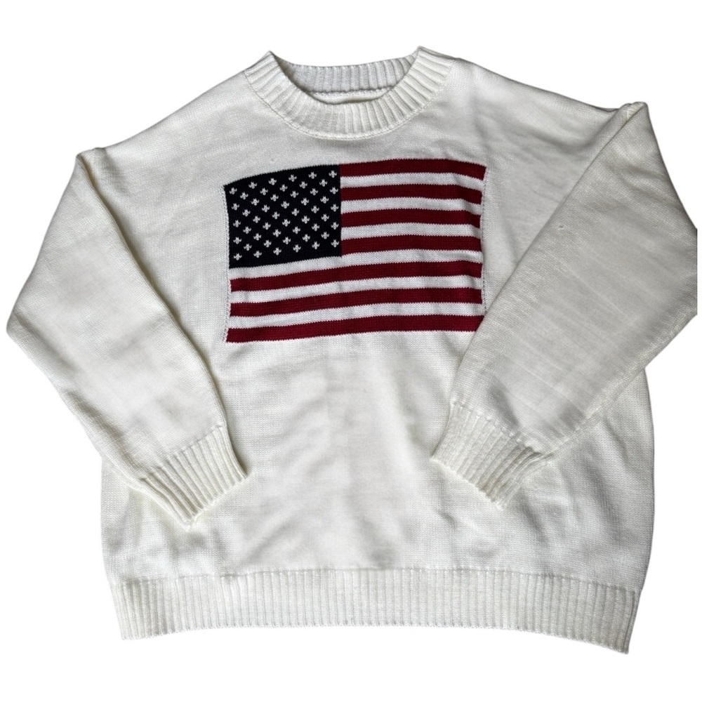 White Sweater with American Flag Design